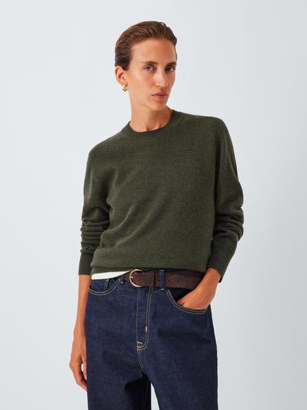 John Lewis Cashmere Crew Neck Jumper, Khaki