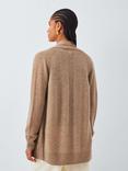 John Lewis Cashmere Edge to Edge Rib Cardigan, Camel