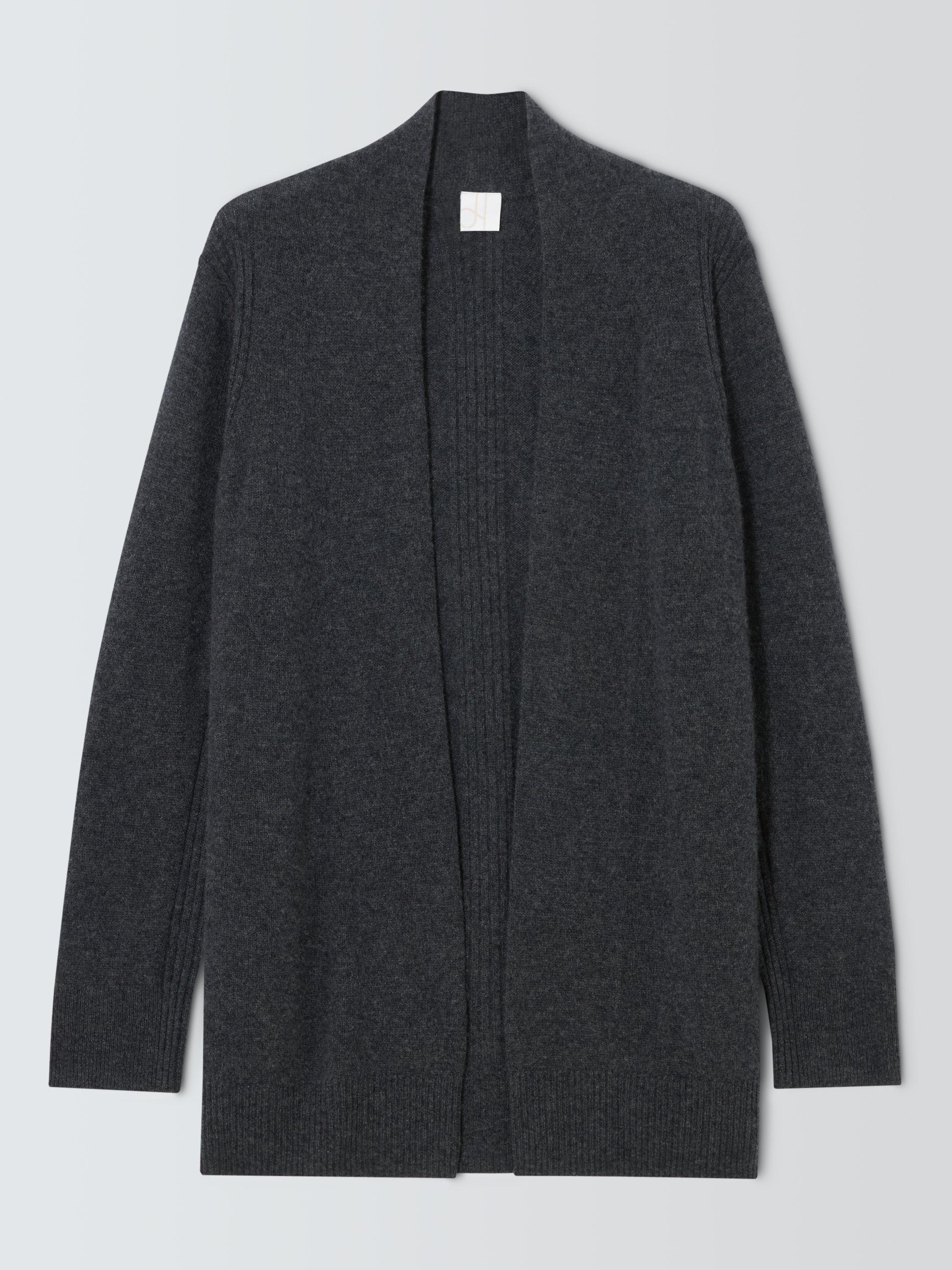 Product image 4 of 6, which shows John Lewis Cashmere Edge to Edge Rib Cardigan, Grey, XS
