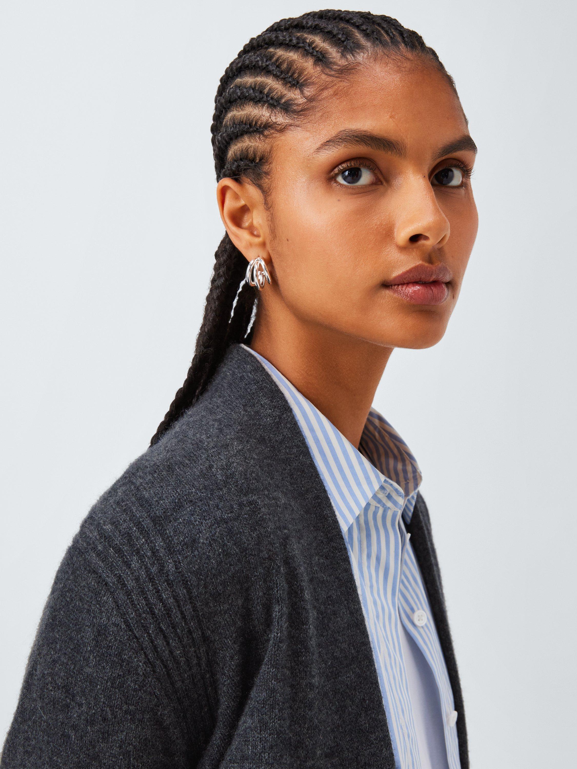 Product image 5 of 6, which shows John Lewis Cashmere Edge to Edge Rib Cardigan, Grey, XS