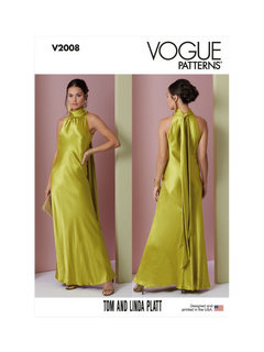 Vogue Misses' Bias Cut Halter Dress Sewing Pattern, V2008, D5