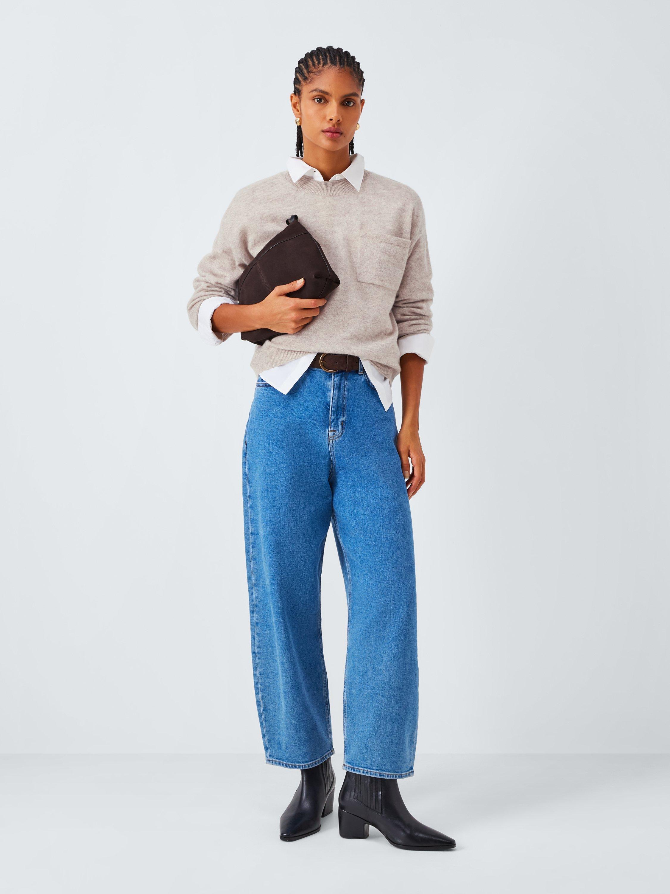 Product image 4 of 7, which shows John Lewis Crew Neck Cashmere Patch Pocket Jumper, Natural, 10