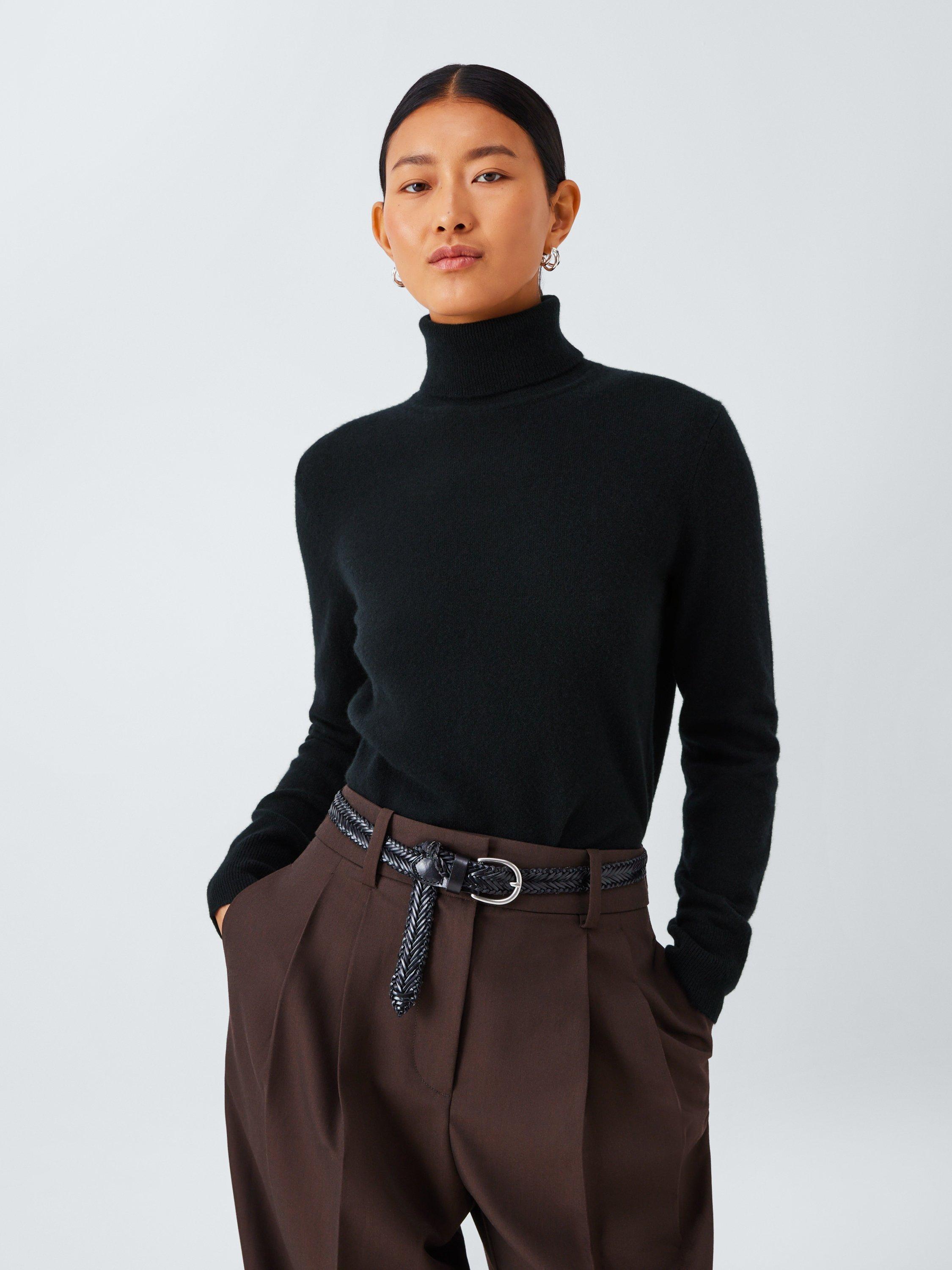 Product image 1 of 7, which shows John Lewis Roll Neck Cashmere Jumper, Black, 8