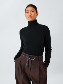 John Lewis Roll Neck Cashmere Jumper, Black