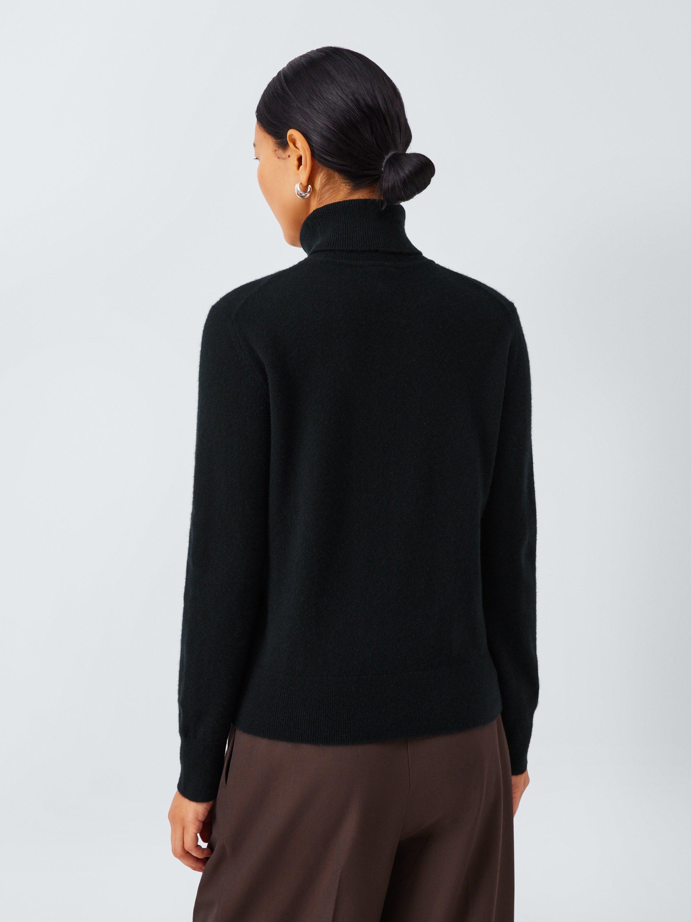 Product image 2 of 7, which shows John Lewis Roll Neck Cashmere Jumper, Black, 8