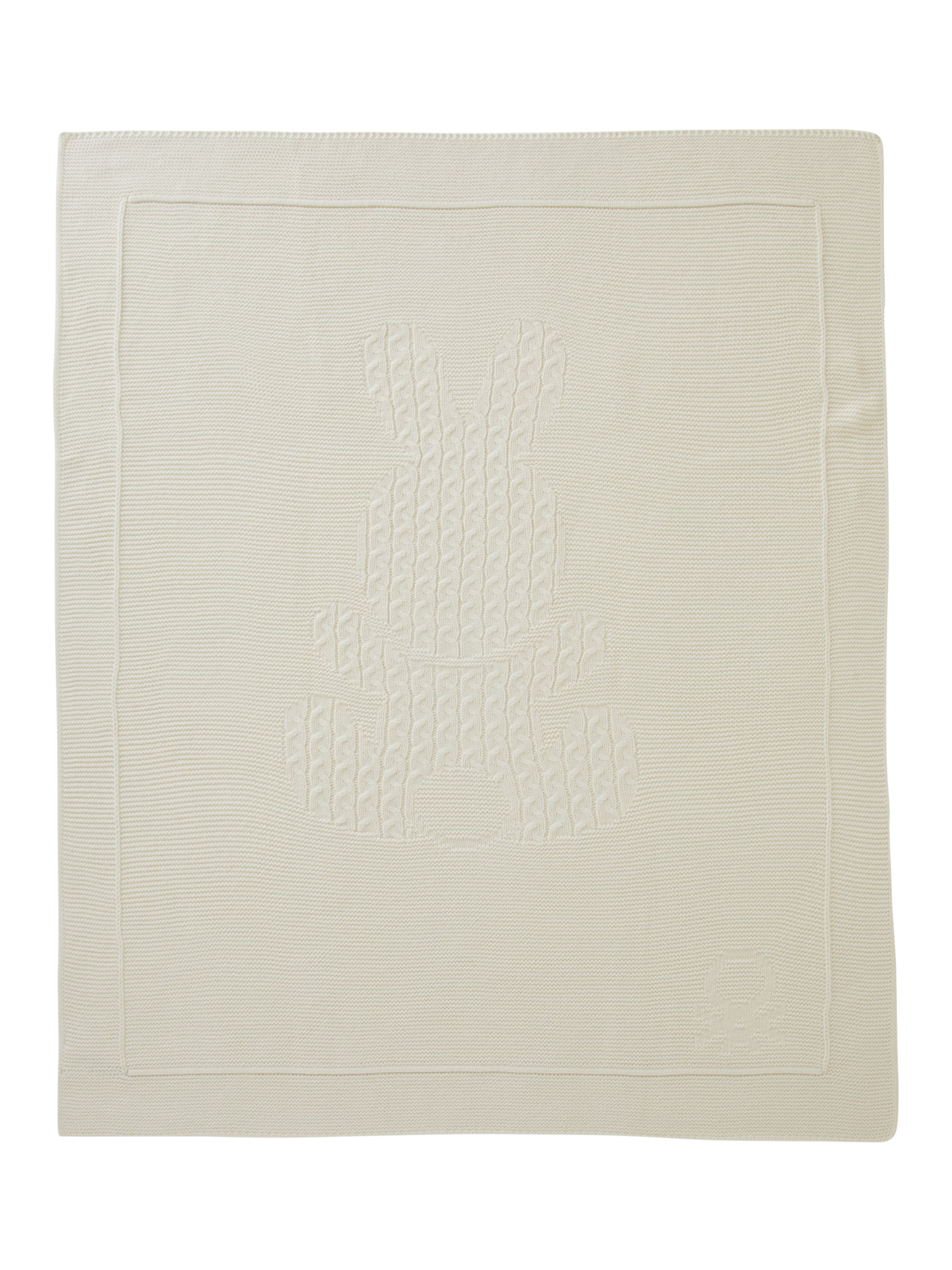 Benetton Baby Cable Rabbit Motif Link Stitch Blanket, Off White, One Size