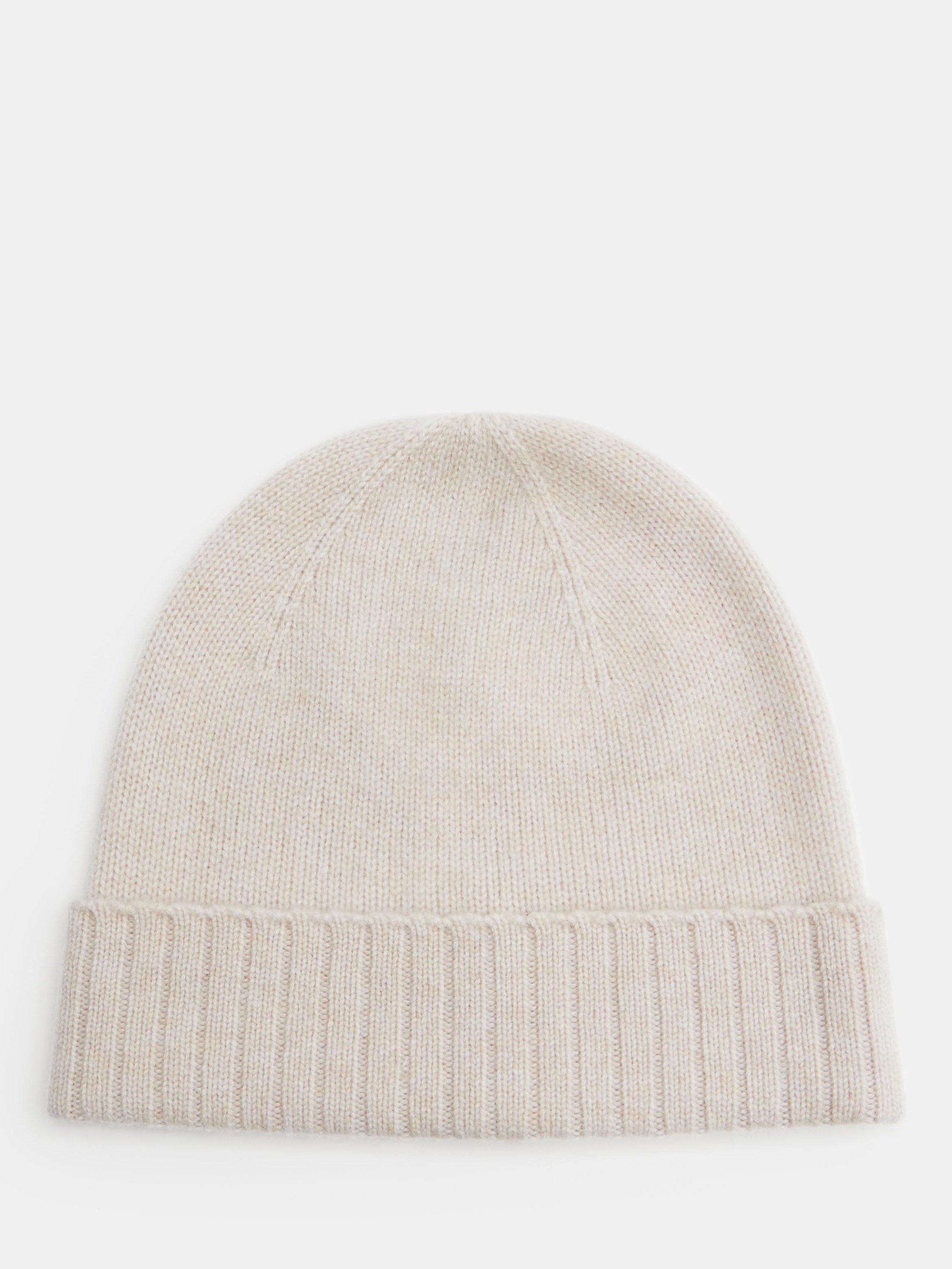 Product image 1 of 4, which shows HUSH Cashmere Beanie Hat, Natural Oatmeal, One Size