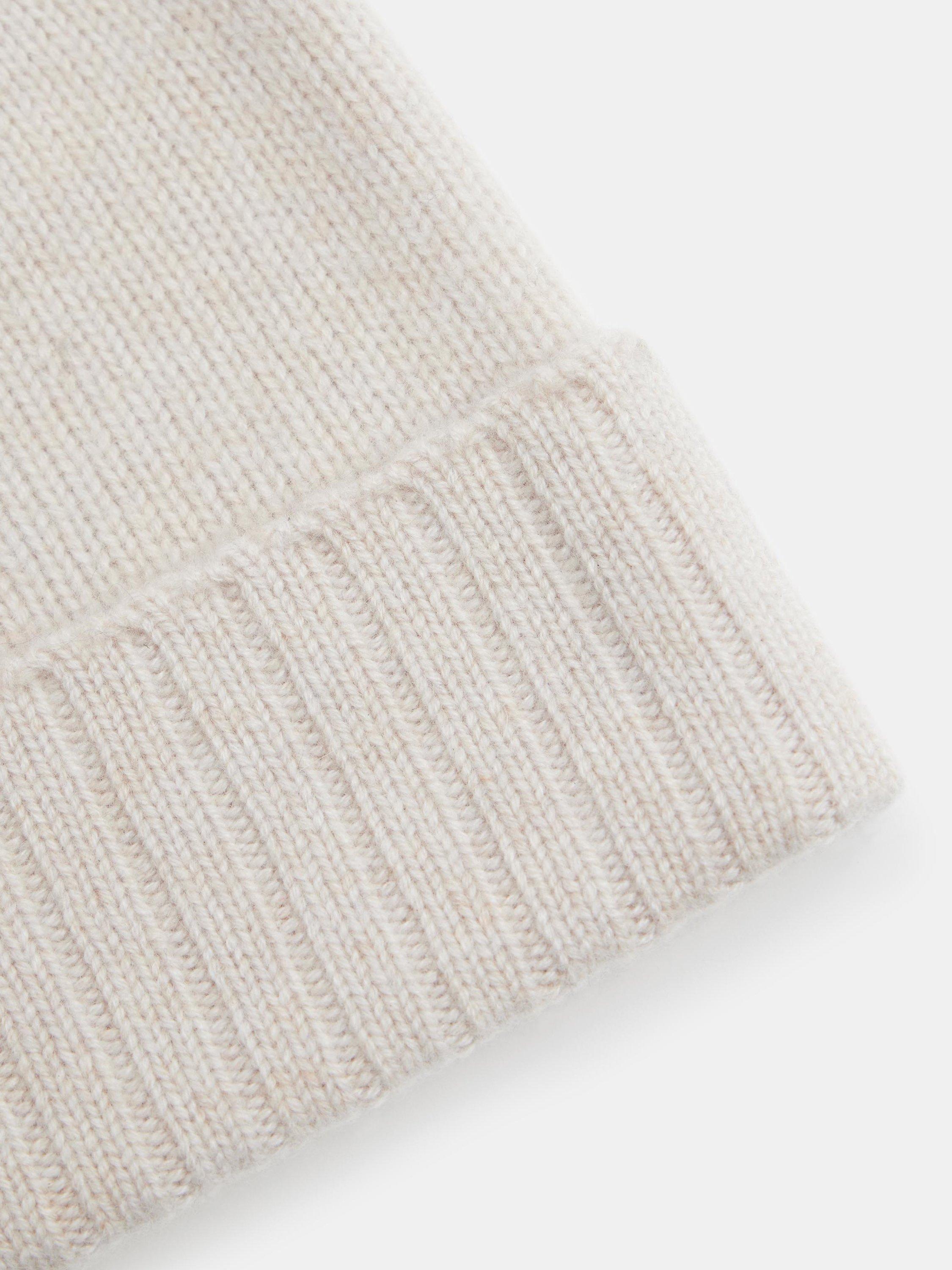 Product image 3 of 4, which shows HUSH Cashmere Beanie Hat, Natural Oatmeal, One Size