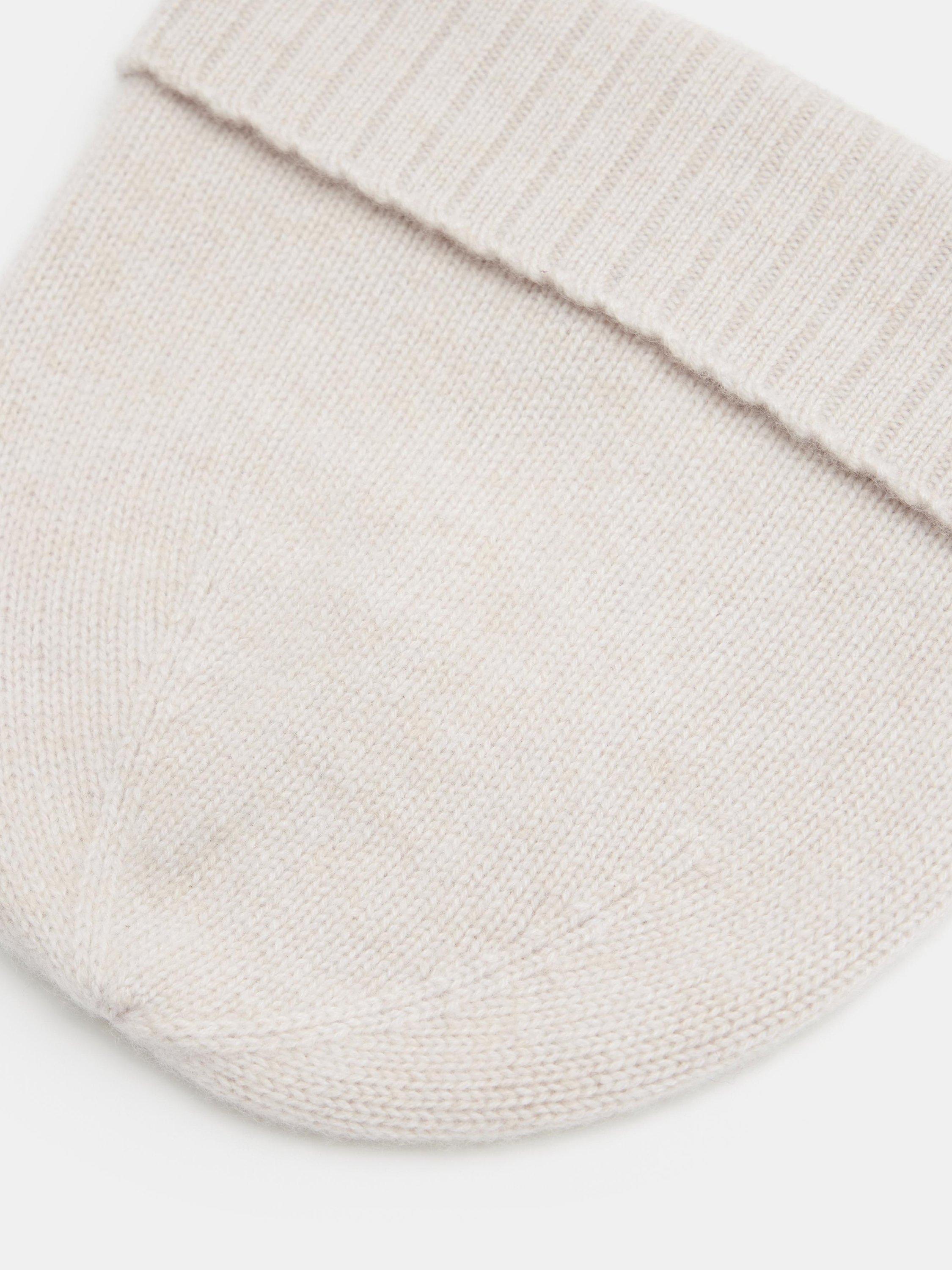 Product image 4 of 4, which shows HUSH Cashmere Beanie Hat, Natural Oatmeal, One Size