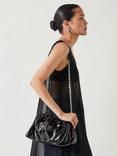 HUSH Reva Ruched Leather Bag, Black