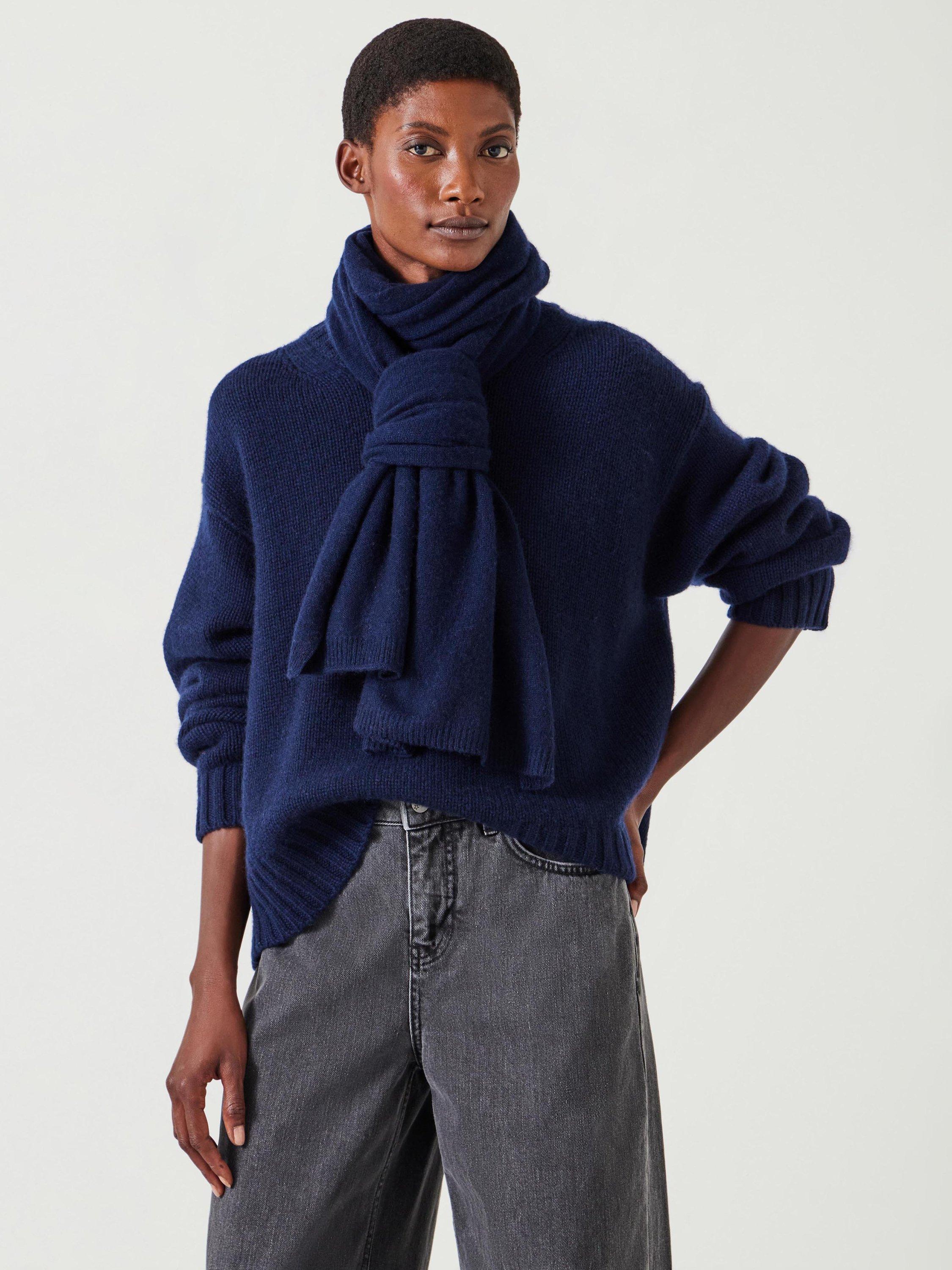 Product image 2 of 5, which shows HUSH Cashmere Scarf, Navy, One Size
