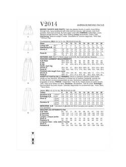 Vogue Misses' High Rise Pleated Shorts and Pants Sewing Pattern, V2014 - view 2, White