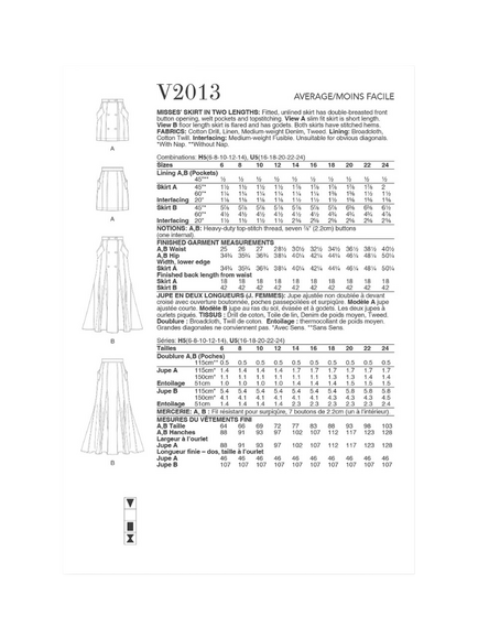 Vogue Misses' Fitted Skirt Sewing Pattern, V2013 - view 2, White
