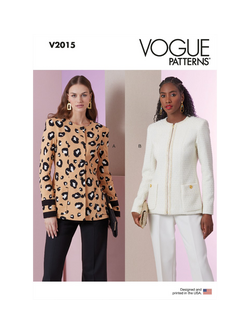 Vogue Misses' Collarless Jacket Sewing Pattern, V2015, White