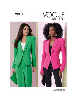 Vogue Misses' Fitted Lined Jacket Sewing Pattern, V2016, White