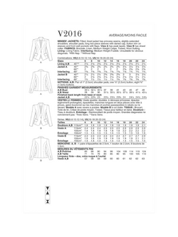 Vogue Misses' Fitted Lined Jacket Sewing Pattern, V2016 - view 2, White