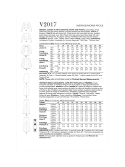 Vogue Misses' Close Fitted Lined Jacket, Pencil Skirt and Pants Sewing Pattern, V2017 - view 2, White