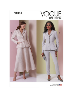 Vogue Misses' Peplum Jacket, Skirt and Pants, V2018, White