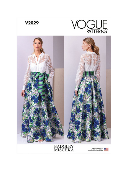 Vogue Misses' Contrast Sash Skirt Sewing Pattern, V2029, White