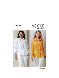 Vogue Misses' Button Front Blouses Sewing Pattern, V2031, White