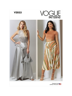 Vogue Misses' Draped Bias Cut Skirt Skirt Sewing Pattern, V2033, White