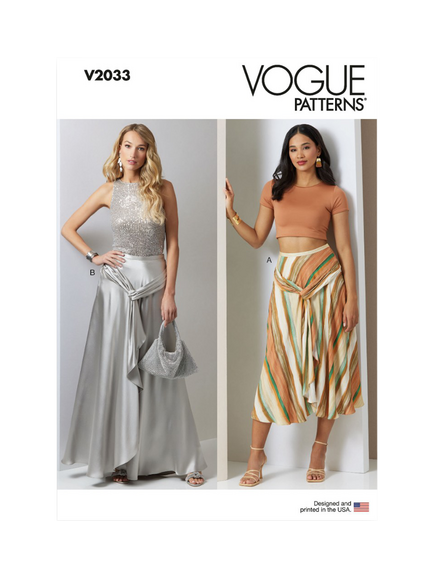 Vogue Misses' Draped Bias Cut Skirt Skirt Sewing Pattern, V2033, White
