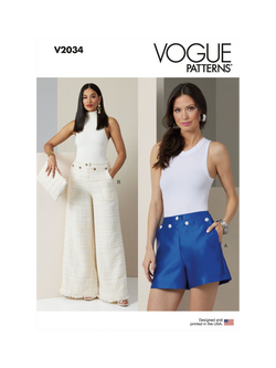 Vogue Misses' Sailor Shorts and Pants Sewing Pattern, V2034, White