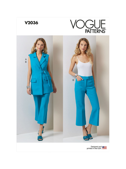Vogue Misses' Vest and Pants Sewing Pattern, V2036, White