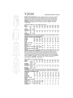 Vogue Misses' Vest and Pants Sewing Pattern, V2036 - view 2, White