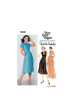 Vogue Misses' Vintage Wrap Front Dress Sewing Pattern, V2040, White