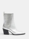 HUSH Western Leather Chelsea Boots, Silver