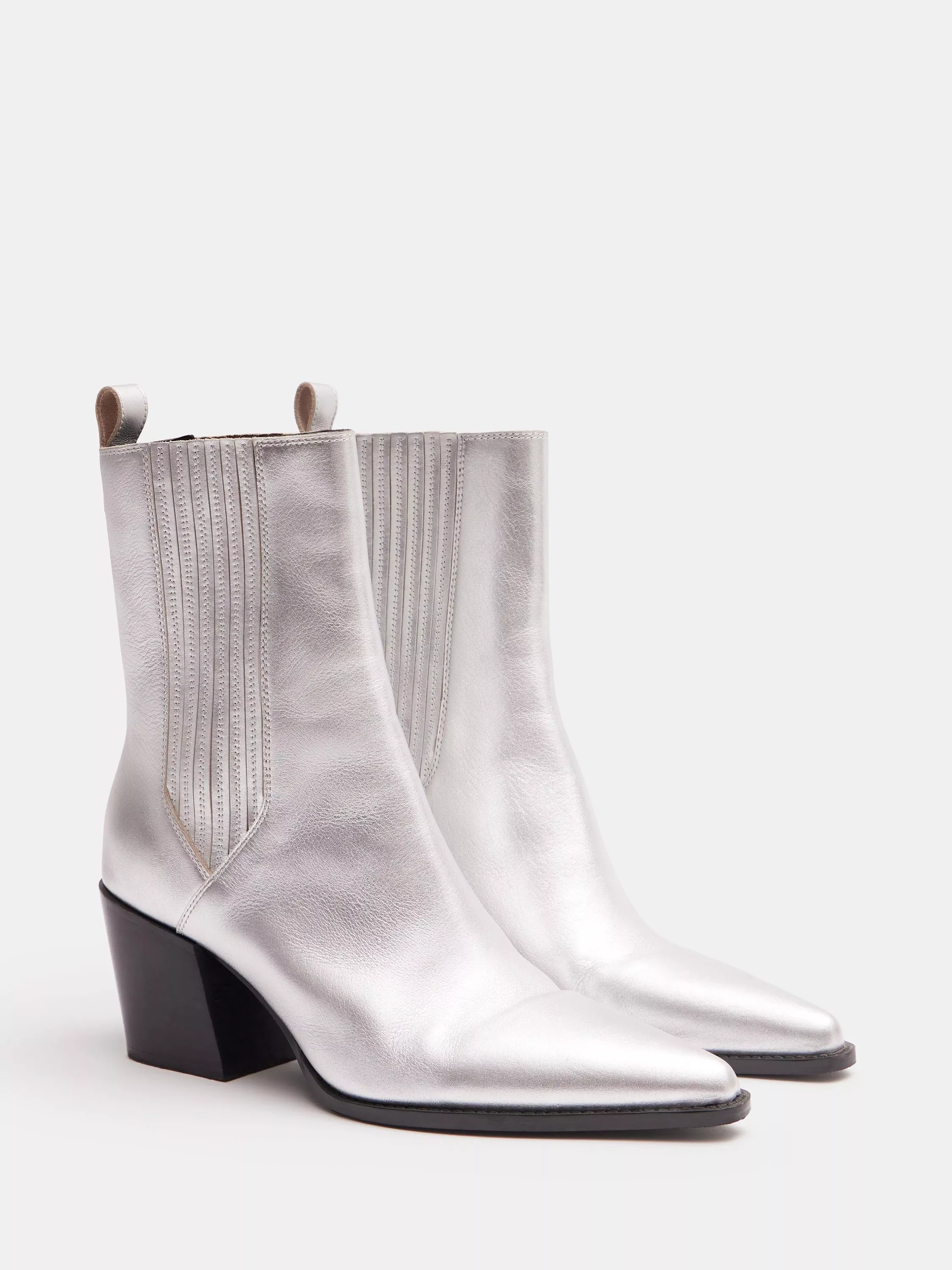 Ladies deals silver ankle boots