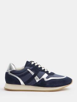 HUSH Rylee Retro Trainers, Blue/Silver