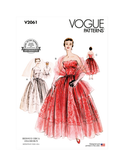 Vogue Vintage Misses' Dresses and Stole Sewing Pattern V2061, White