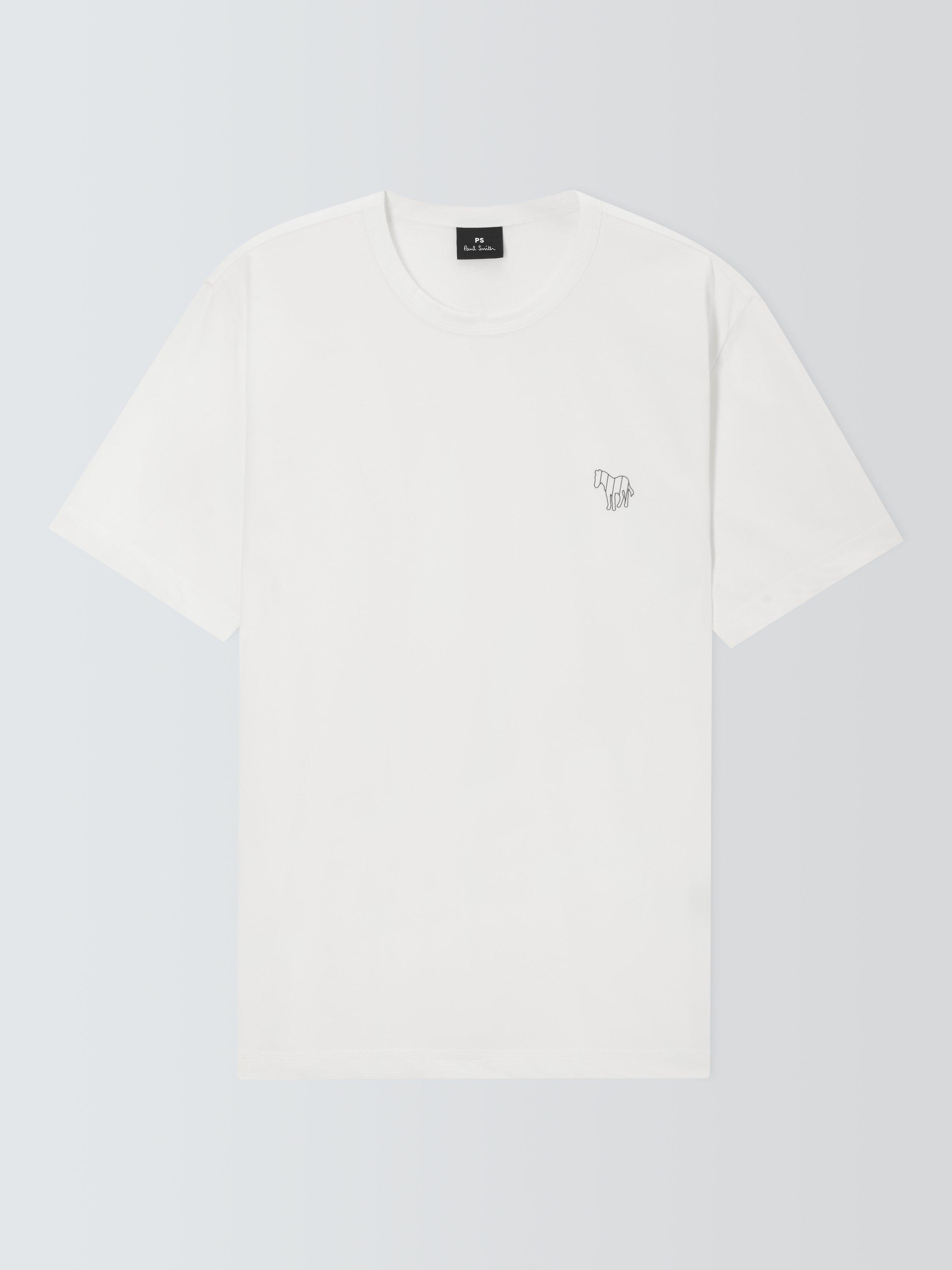 PS Paul Smith Cotton Blend Regular Fit Zebra Logo T-Shirt, White