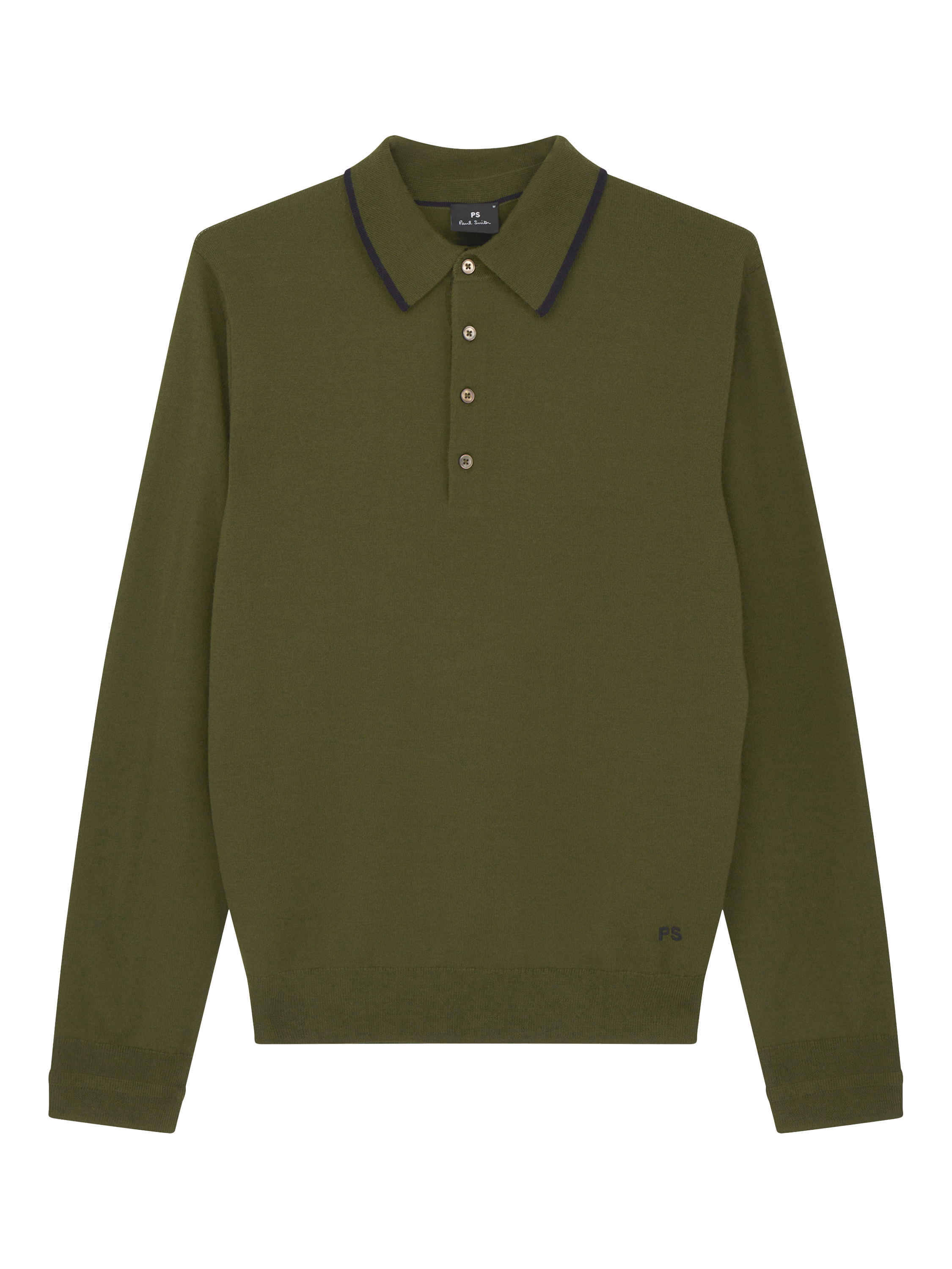 Product image 5 of 6, which shows PS Paul Smith Merino Wool Polo Top, Green, S