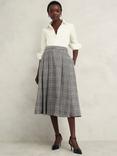 Hobbs Brea Check Wool Skirt, Black/White