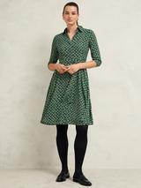 Hobbs Alex Geometric Shirt Dress Green Multi