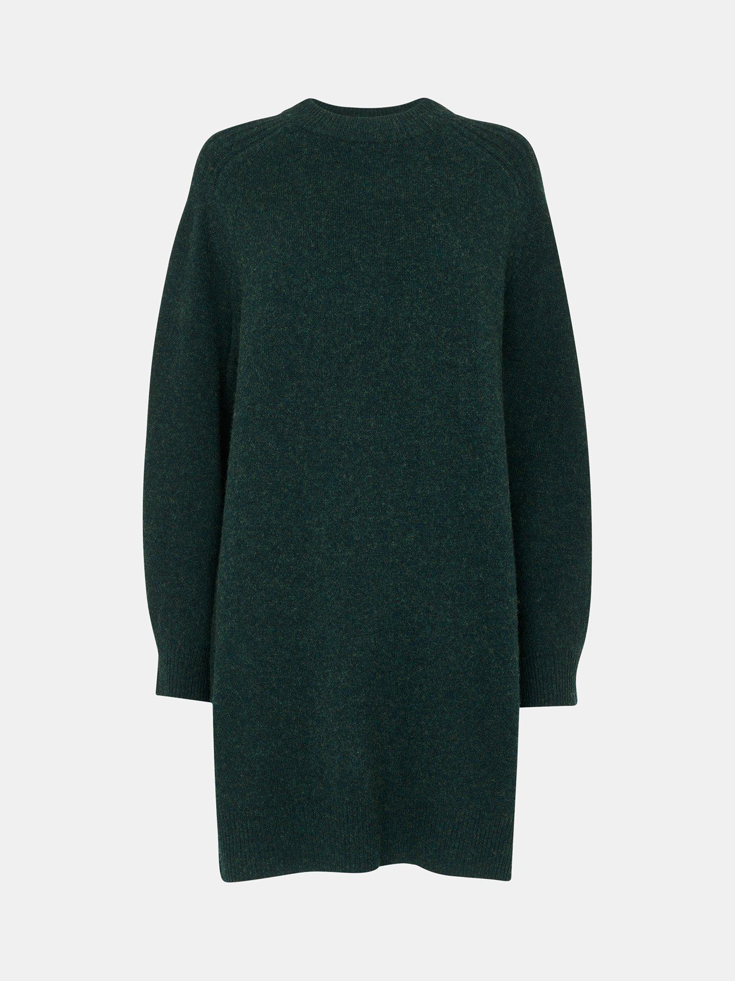 Product image 5 of 5, which shows Whistles Ava Wool Jumper Dress, Forest Green, XS