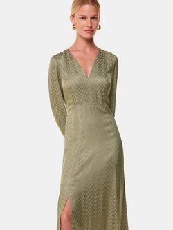 Whistles Jacquard Zig Zag Print Dress, Desert Khaki, Desert Khaki