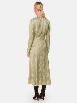 Whistles Jacquard Zig Zag Print Dress, Desert Khaki - view 2, Desert Khaki