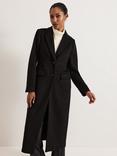 Phase Eight Lydia Wool Blend Long Coat, Black