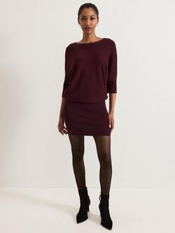 Phase Eight Becca Batwing Dress, Burgundy, Burgundy