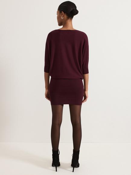Phase Eight Becca Batwing Dress, Burgundy - view 2, Burgundy