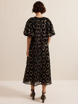 Phase Eight Bella Metallic Dress, Black - view 2, Black