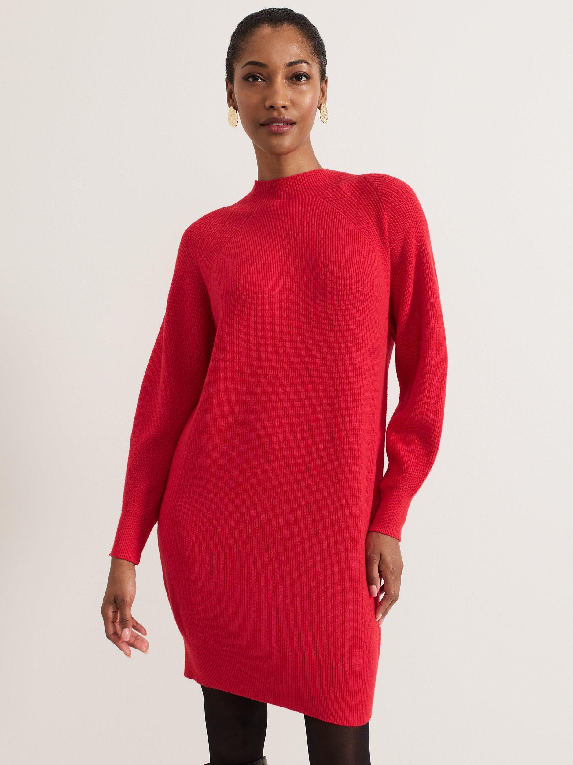 Product image 3 of 7, which shows Phase Eight Eliana Jumper Dress, Red, S