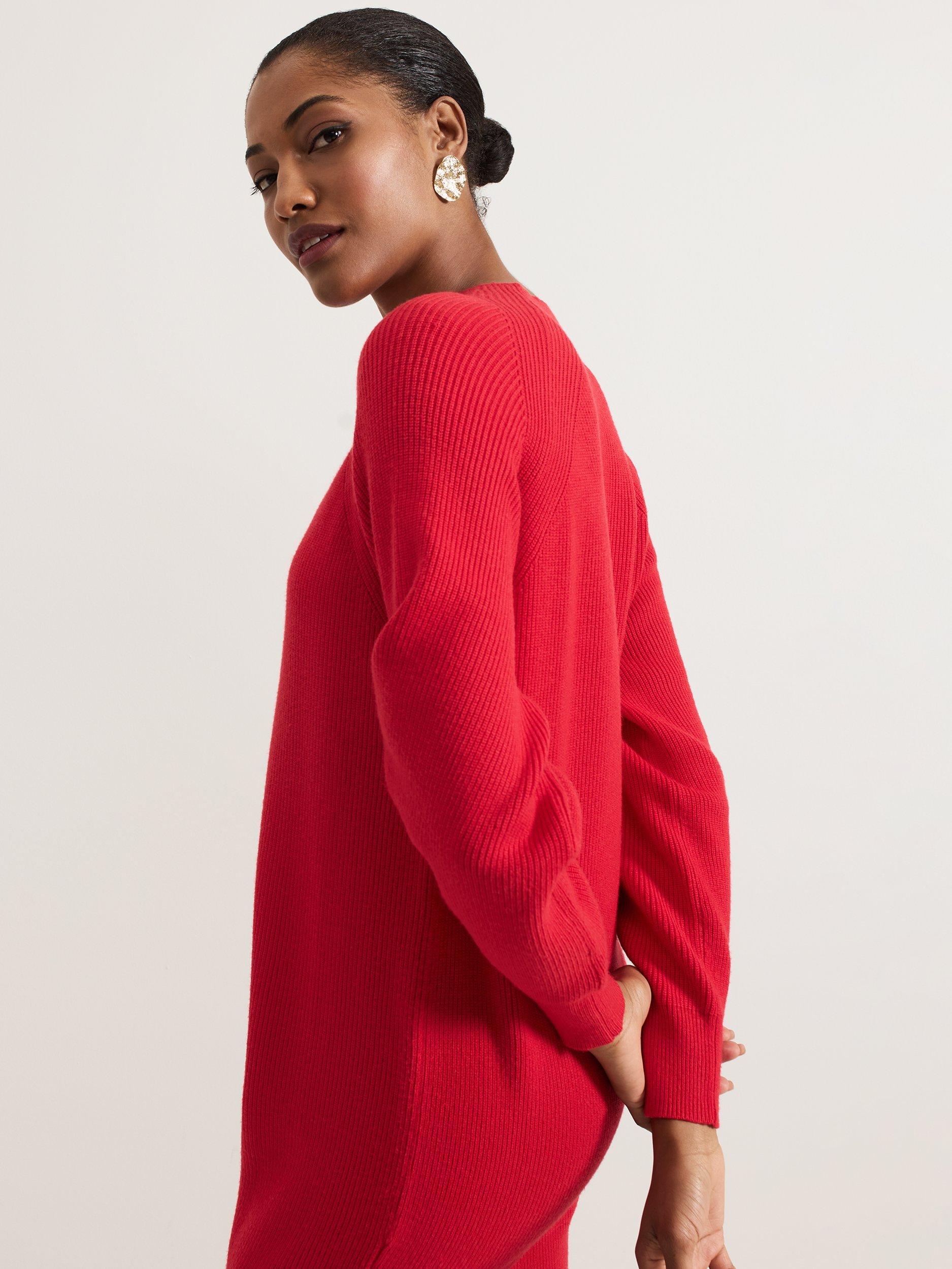 Product image 5 of 7, which shows Phase Eight Eliana Jumper Dress, Red, S