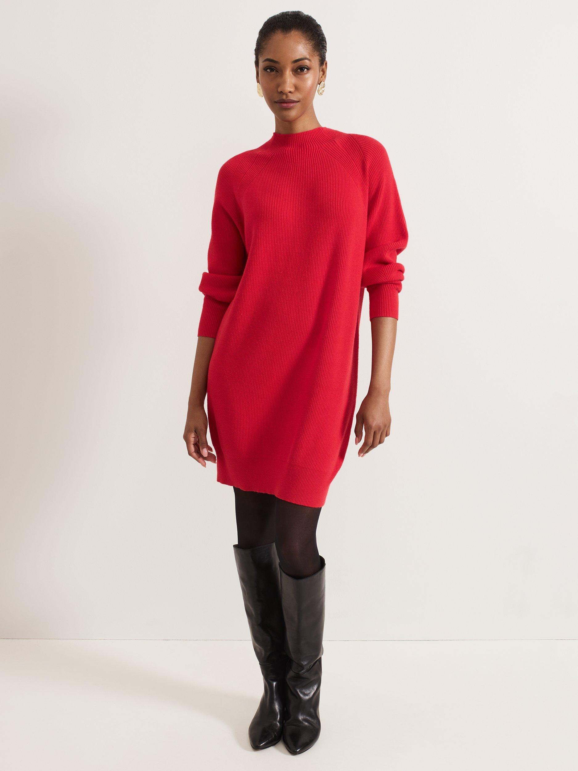 Product image 6 of 7, which shows Phase Eight Eliana Jumper Dress, Red, S
