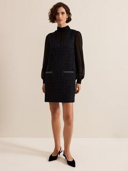 Phase Eight Sabine Tweed Dress, Navy, Navy