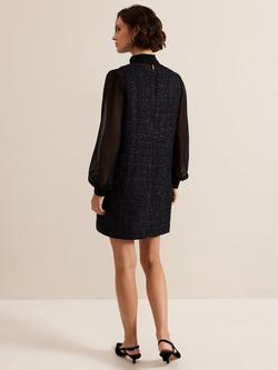 Phase Eight Sabine Tweed Dress, Navy - view 2, Navy